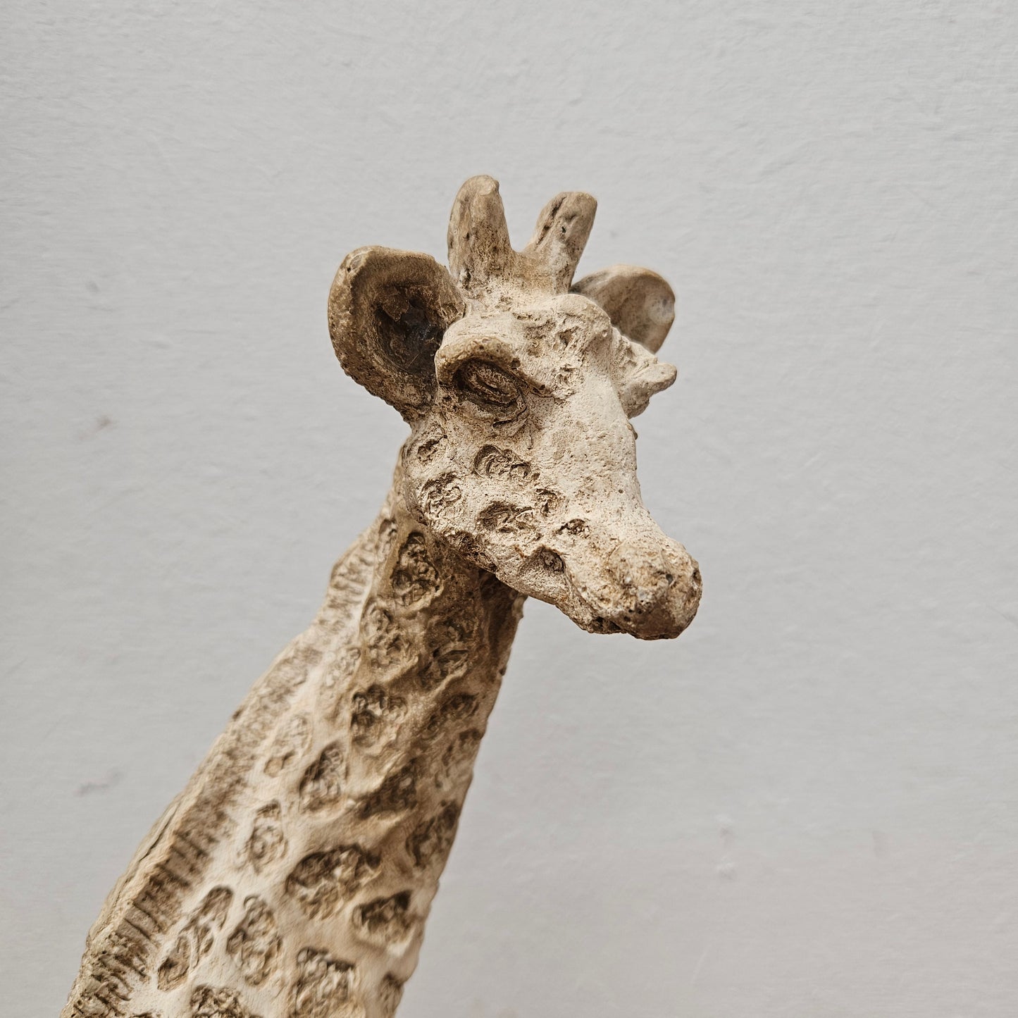 Vintage Painted Concrete Sitting Giraffe Statue