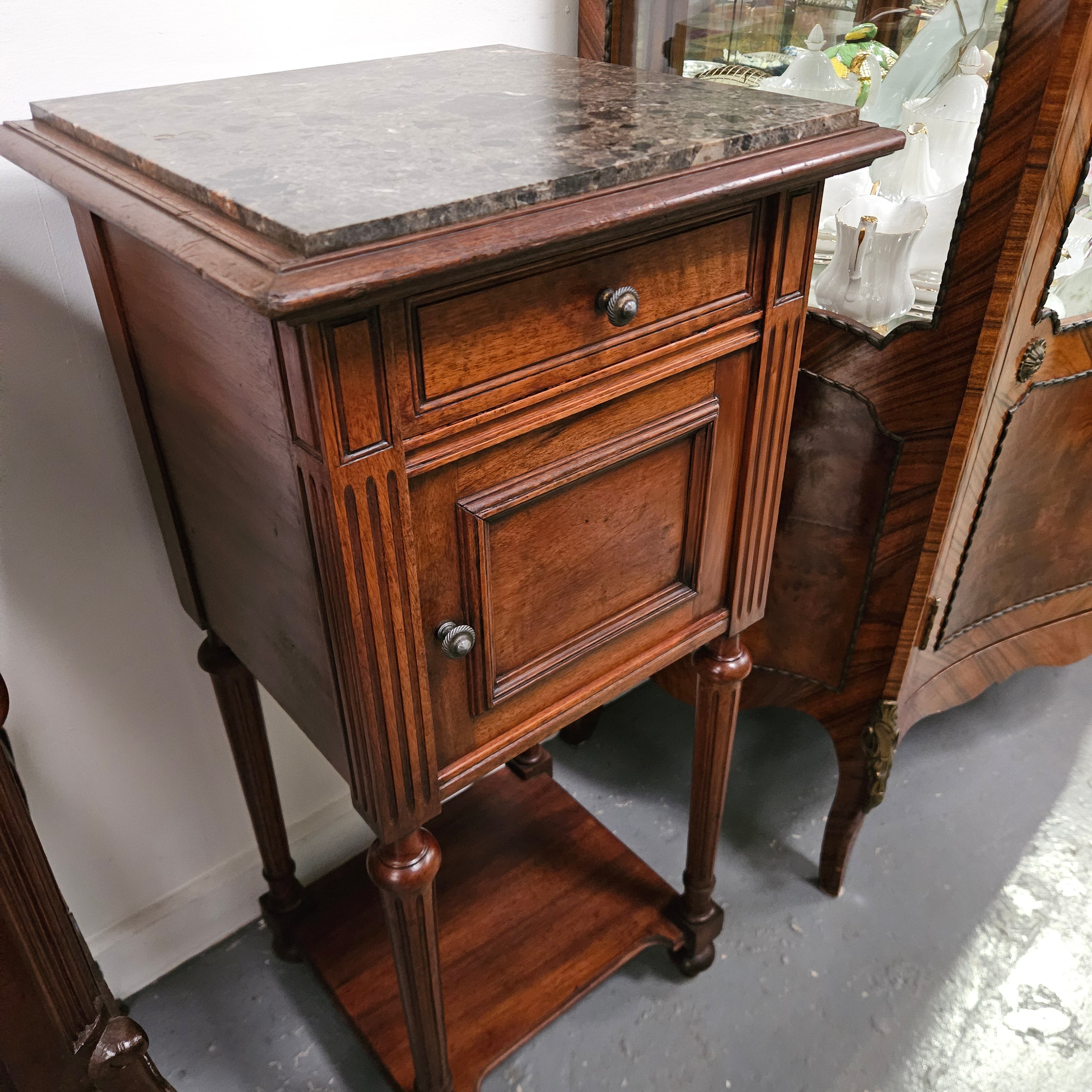 Stunning Marble Top Bedside Table | Antique & Vintage | Moonee Ponds Antiques | Australia Wide Delivery