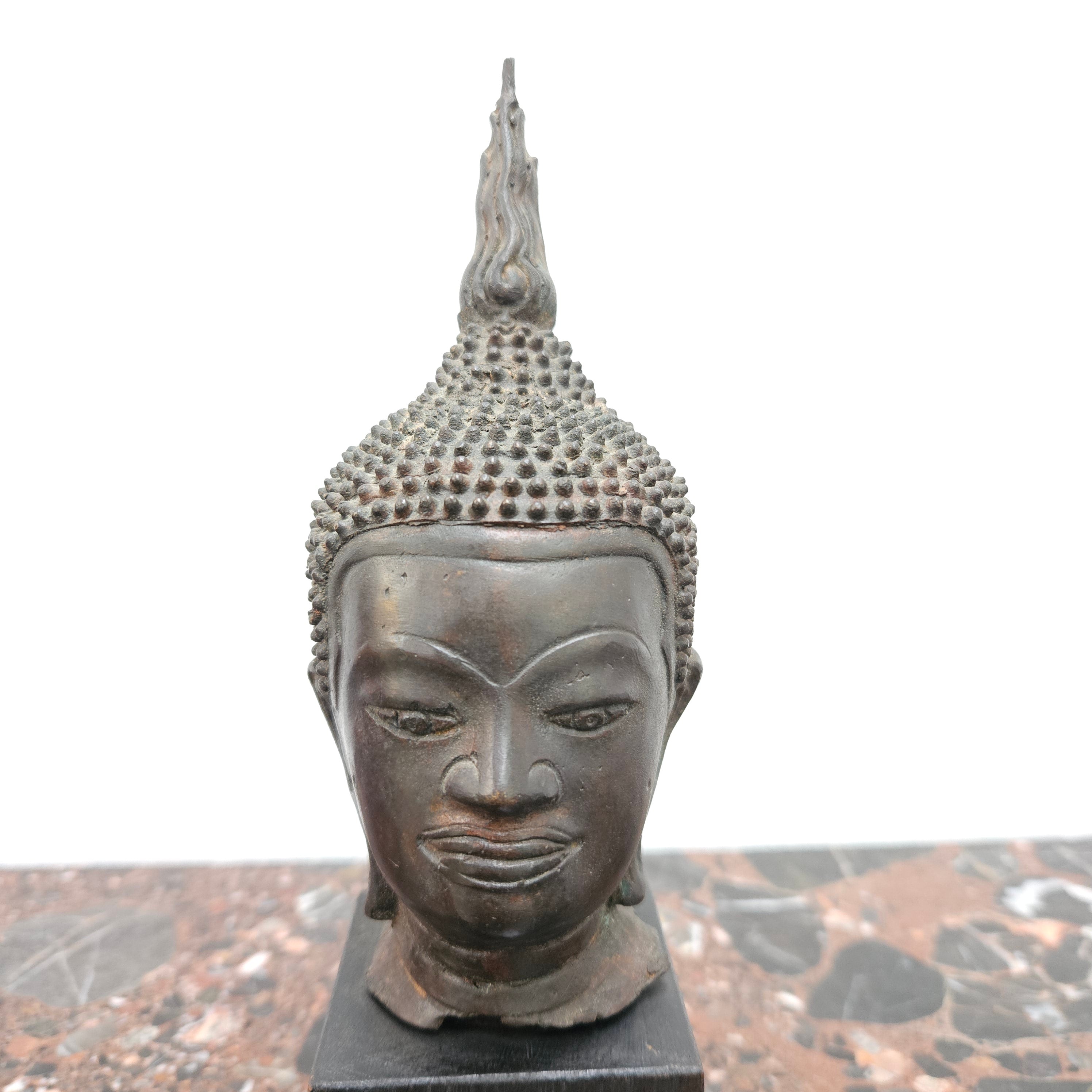 Antique Bronze Buddha Head On Plinth | Antique & Vintage | Moonee Ponds Antiques | Australia Wide