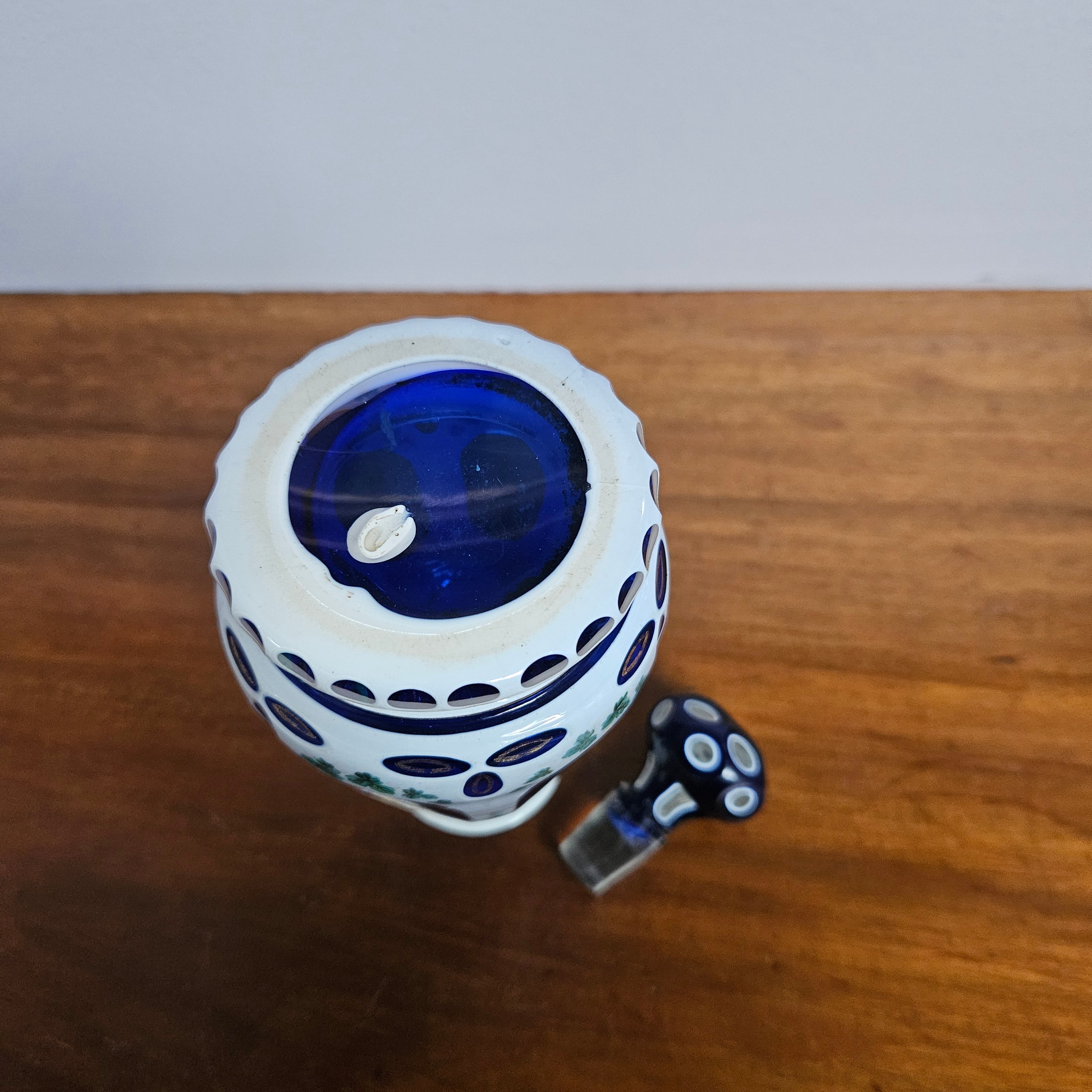 Antique Bohemian Cobalt Overlay Milk Glass Perfume Bottle | Antique & Vintage | Moonee Ponds Antiques | Australia Wide