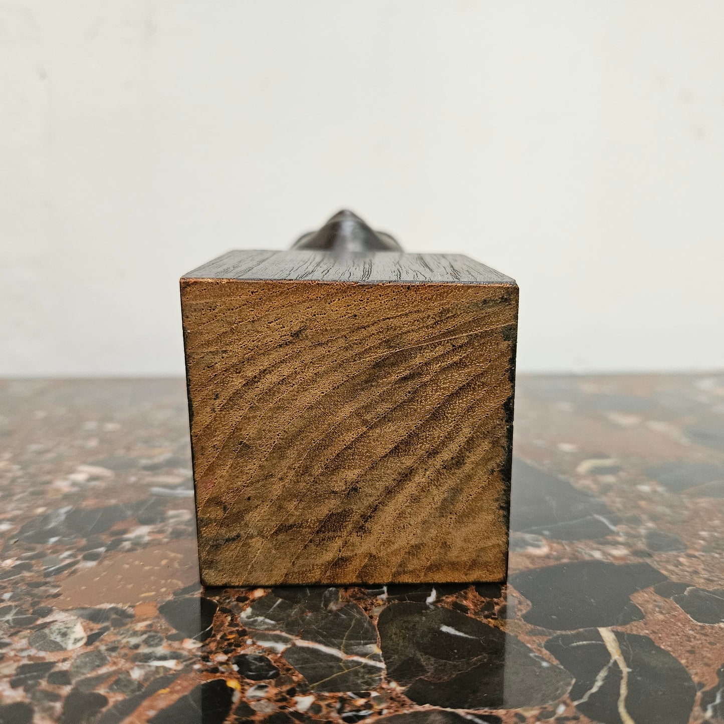 Antique Bronze Buddha Head On Plinth