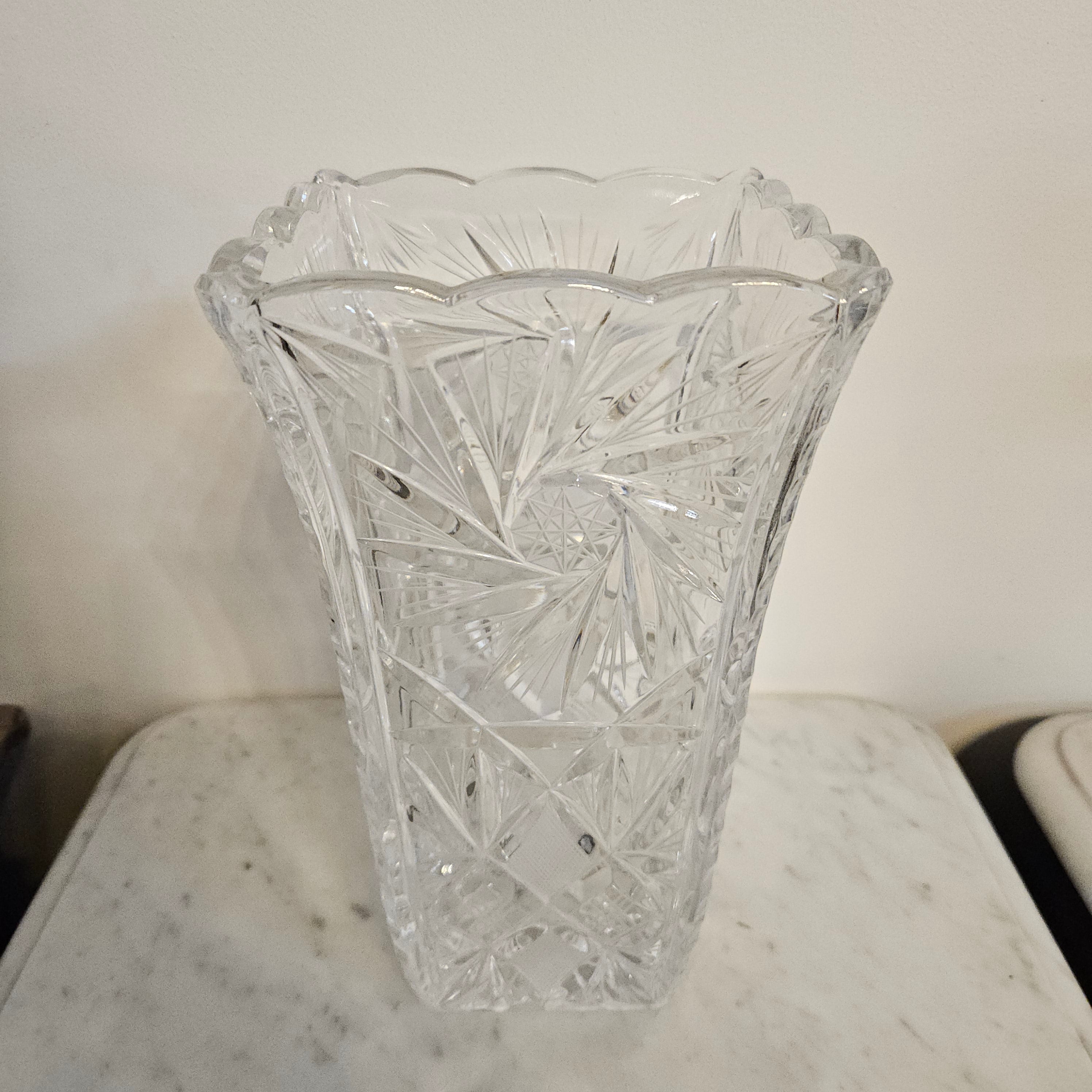 Large Hand Cut Crystal Vase | Antique & Vintage | Moonee Ponds Antiques | Australia Wide Delivery
