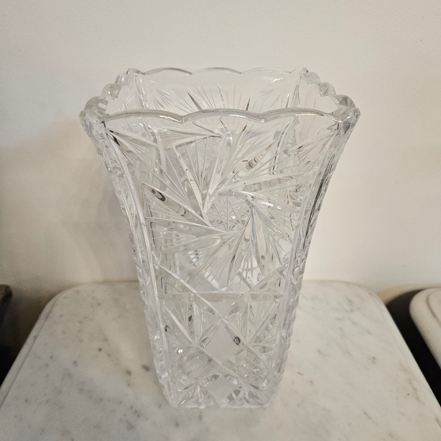 Large Hand Cut Crystal Vase