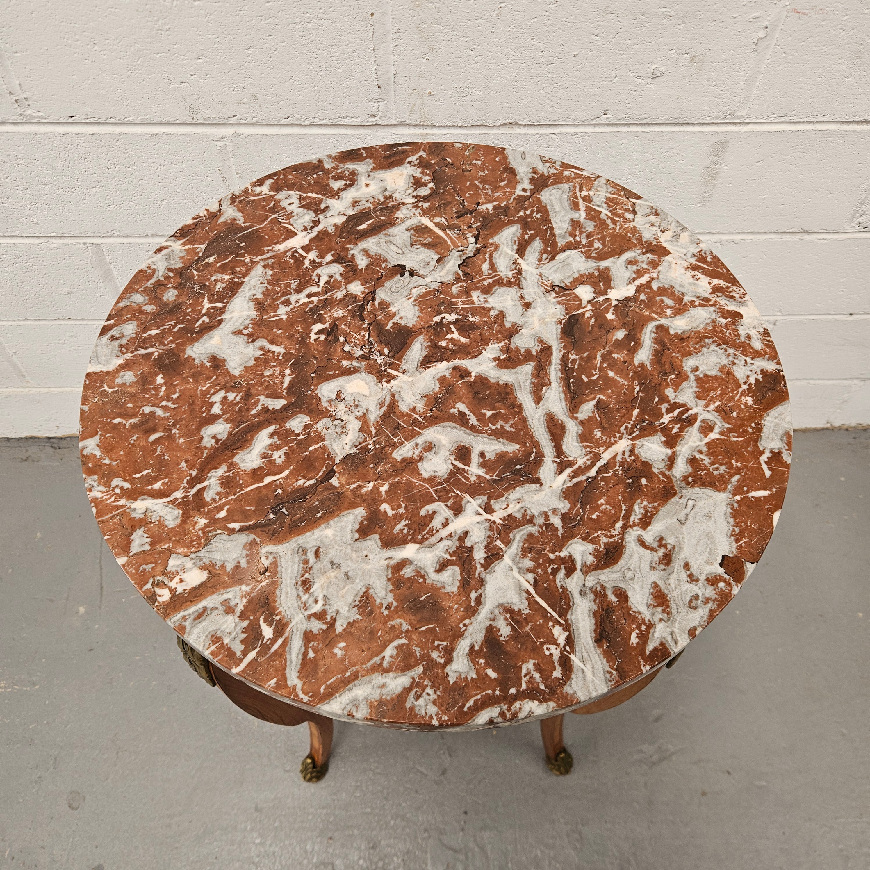 French Walnut Marble Top Circular Table | Antique & Vintage | Moonee Ponds Antiques | Australia Wide Delivery