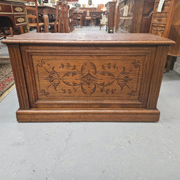 19th Century Nicely Carved French Oak Trunk