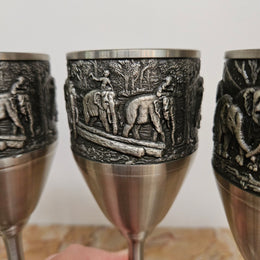 Vintage Pewter Elephants Goblets Set of Four