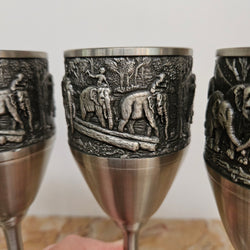 Vintage Pewter Elephants Goblets Set of Four | Antique & Vintage | Moonee Ponds Antiques | Australia Wide Delivery