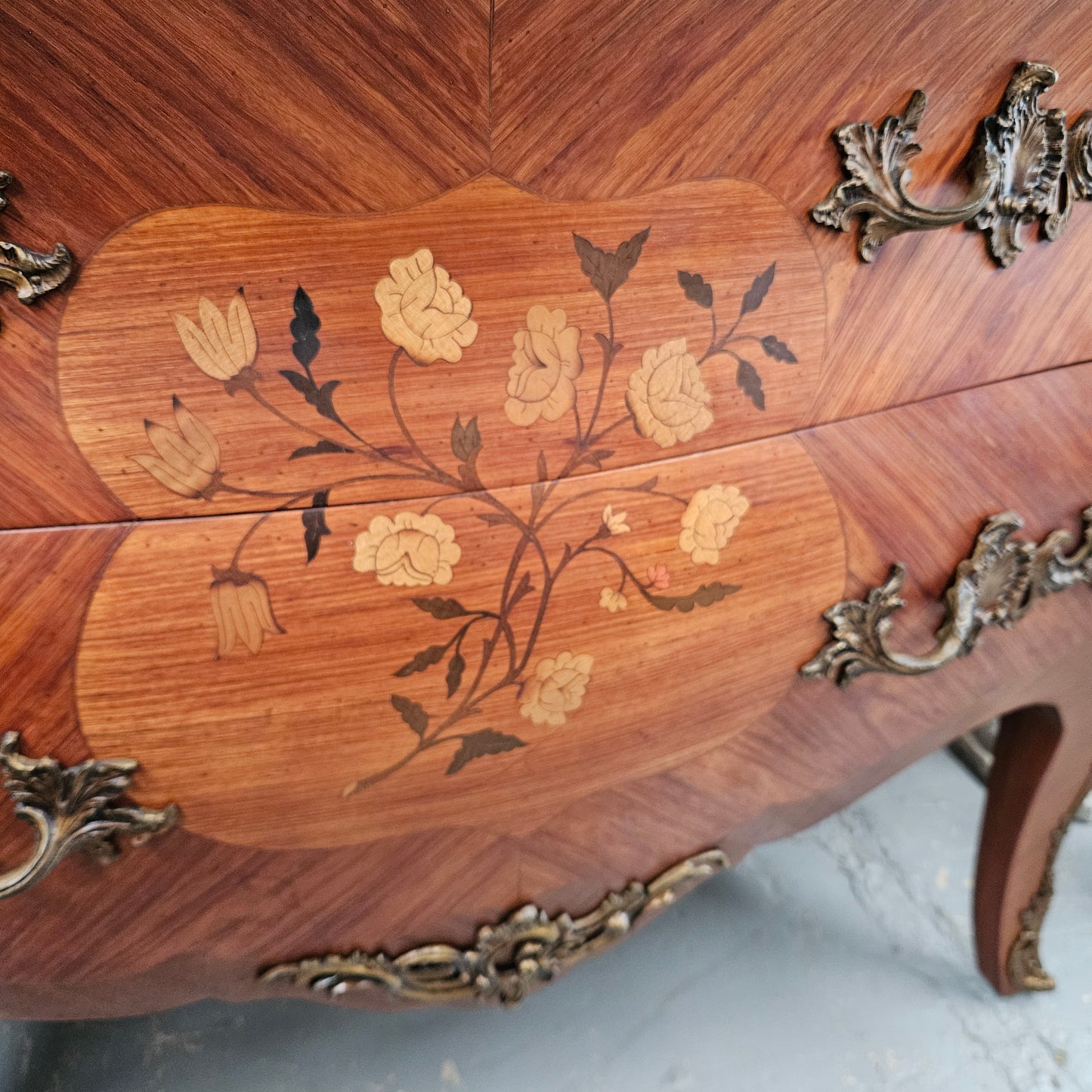Louis 15th Style Kingwood Commode With Marble Top