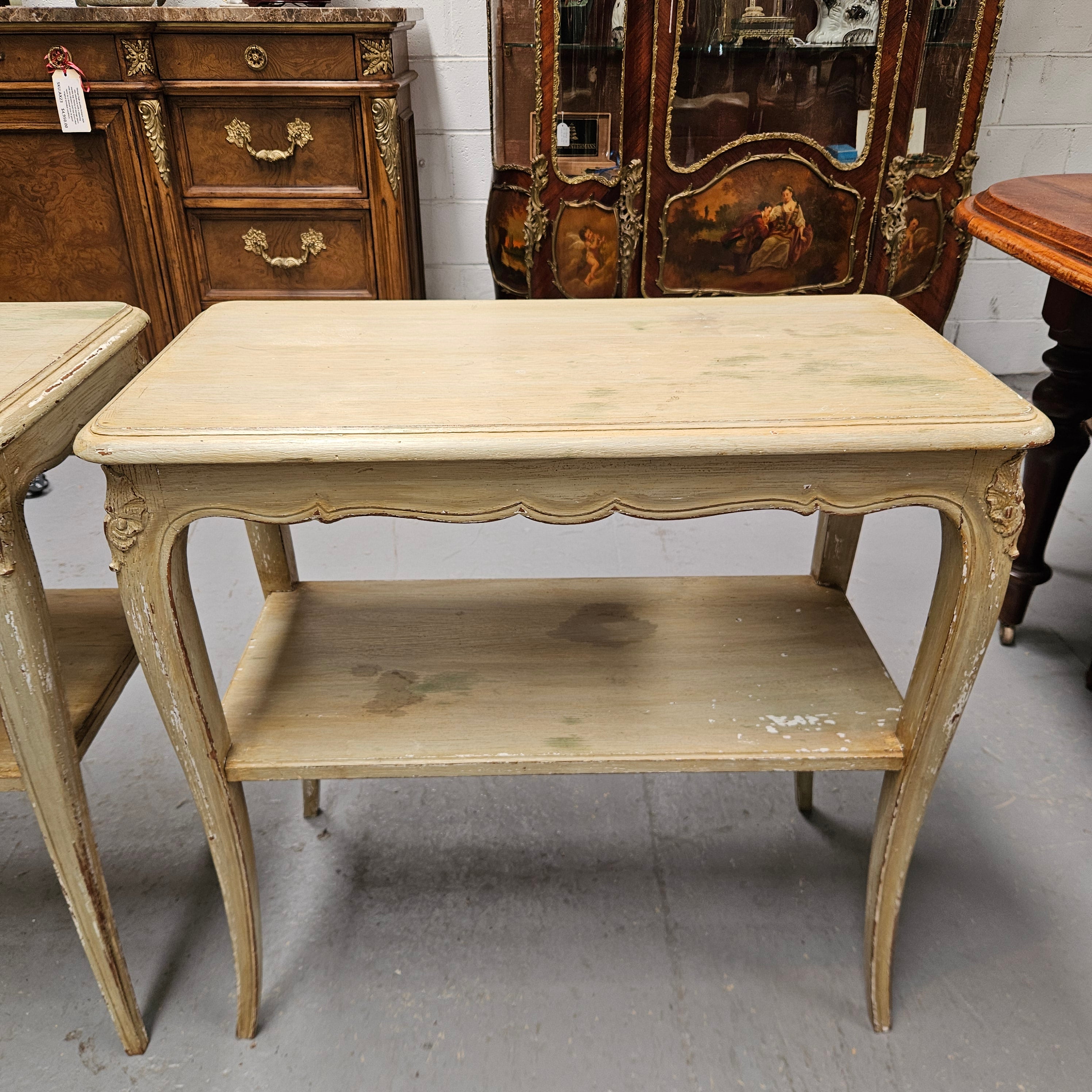 Pair Rustic Oak Shabby Chic Side Tables | Antique & Vintage | Moonee Ponds Antiques | Australia Wide