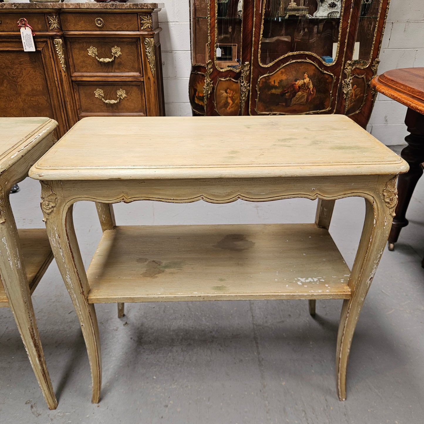 Pair Rustic Oak Shabby Chic Side Tables