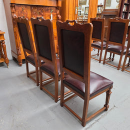 Set of Six Art Nouveau Style Faux Leather Dining Chairs