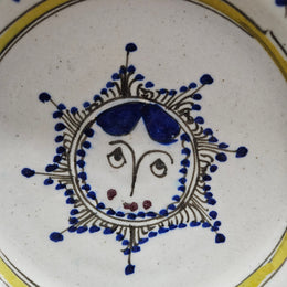 Stunning 19th Century Majolica Hand Painted Place "Sun Motif"