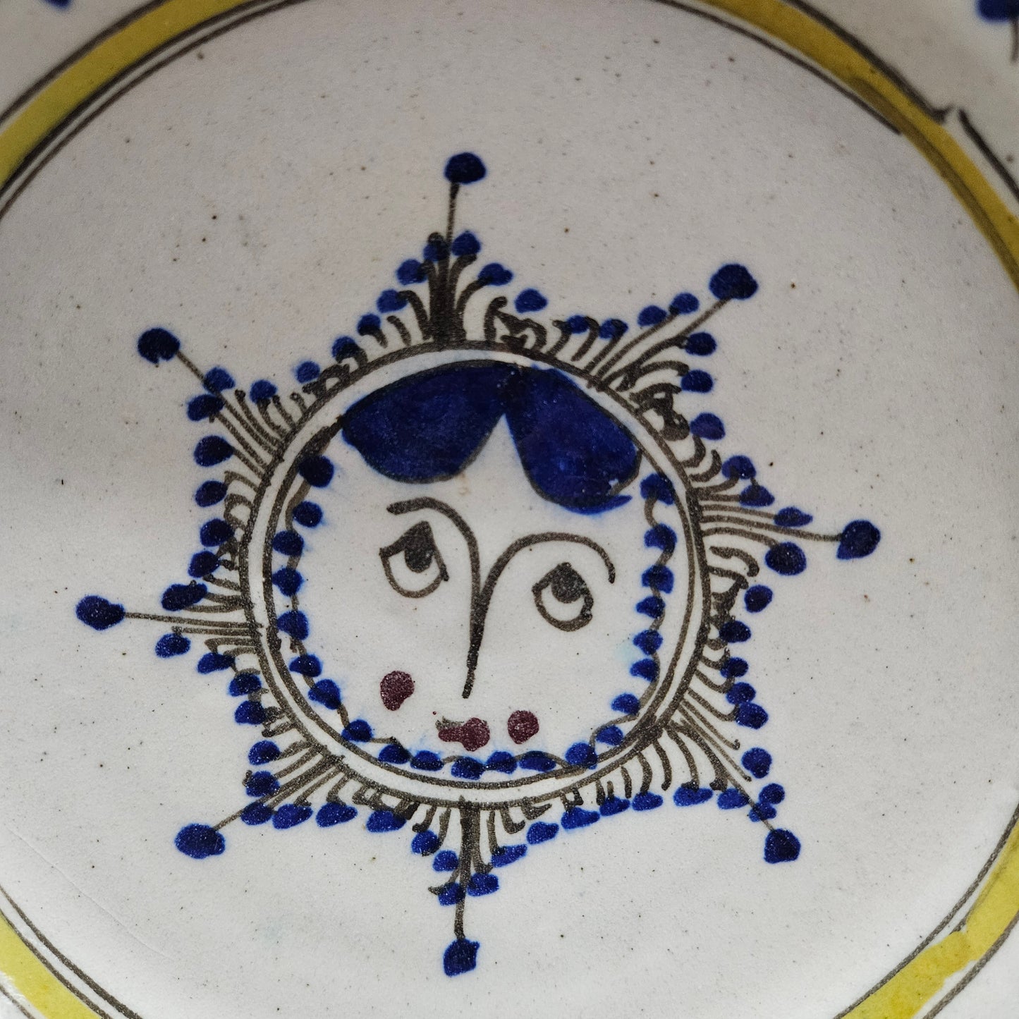 Stunning 19th Century Majolica Hand Painted Place "Sun Motif"