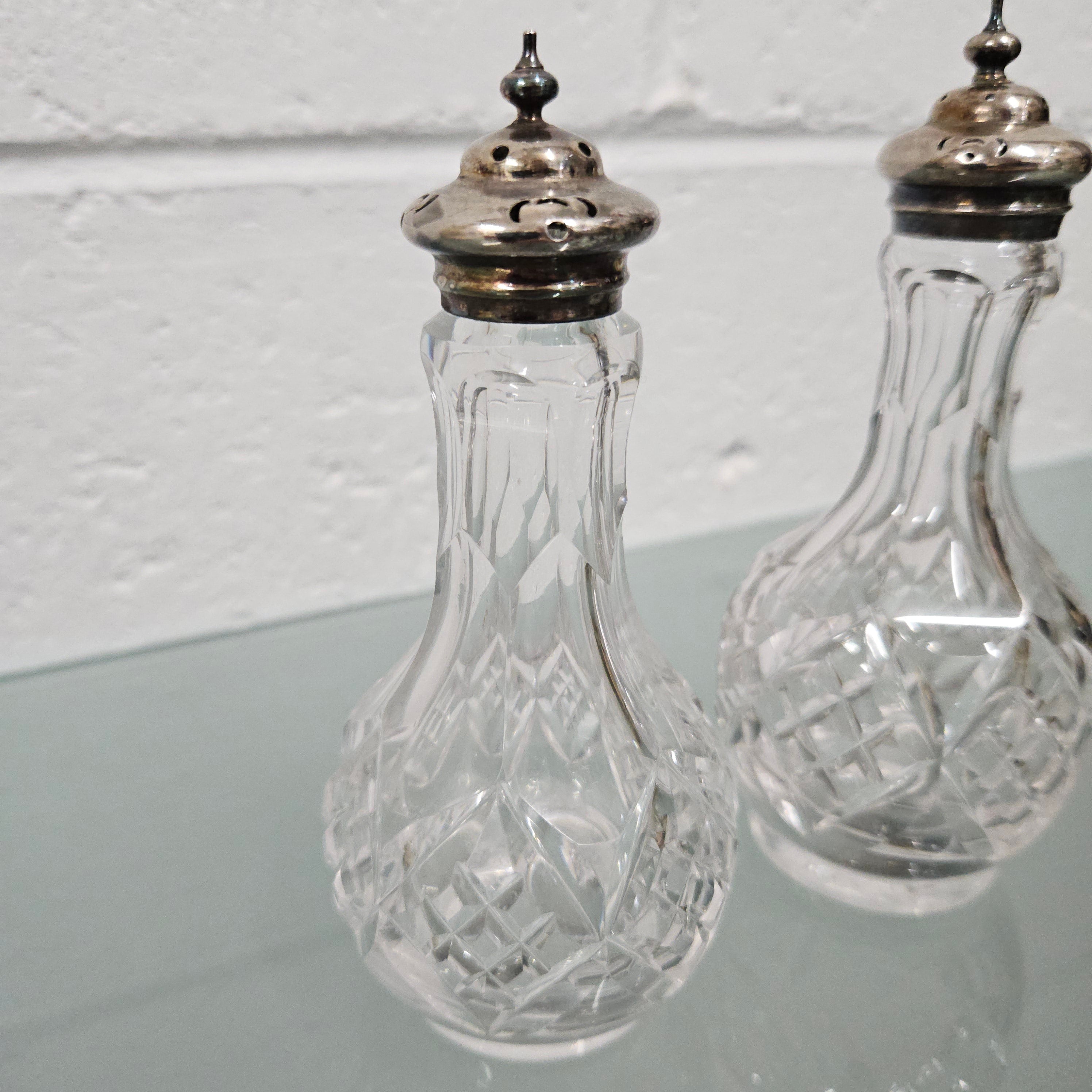 Antique Pair Of Cut Glass Bottles