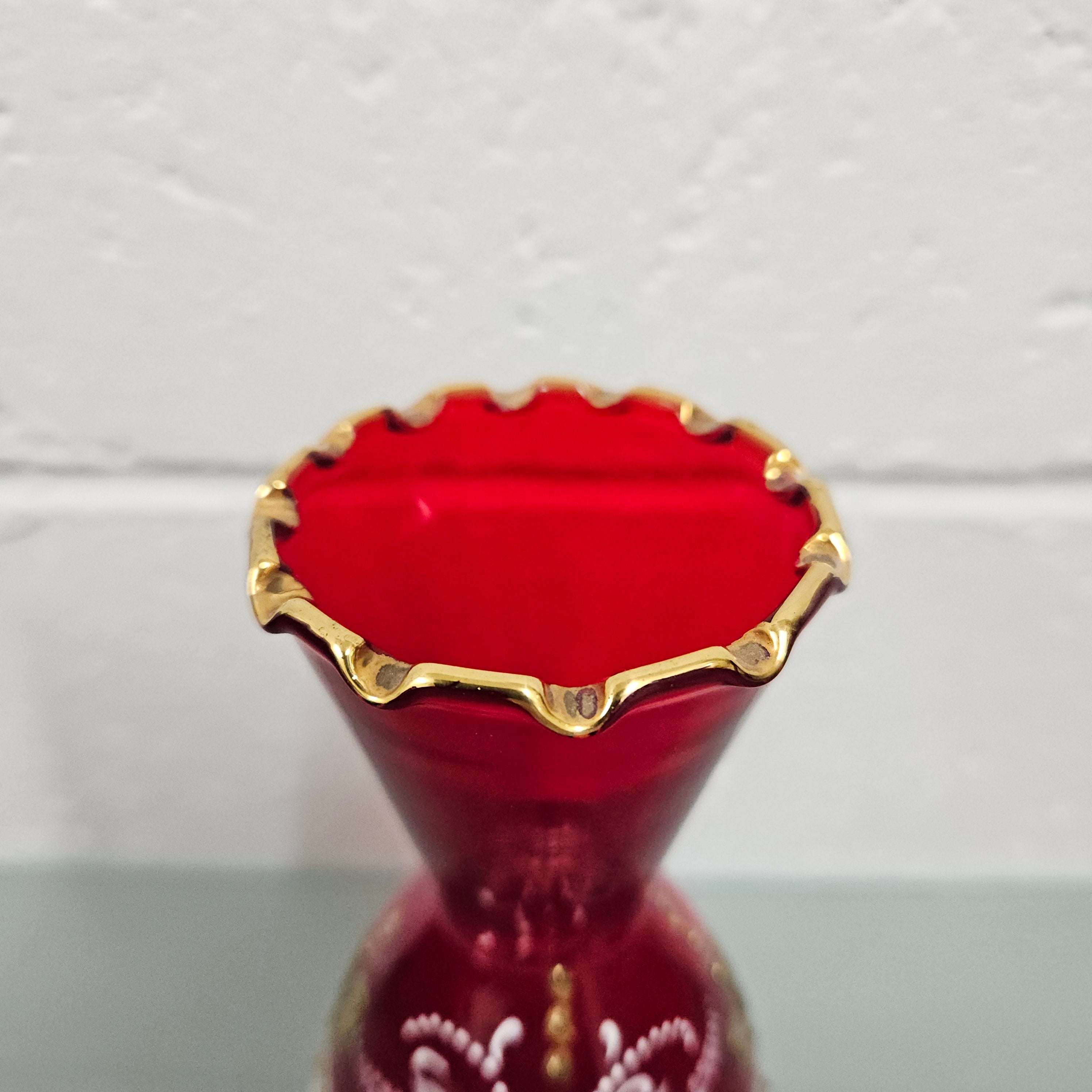 Ruby and Enamel Glass Vase | Antique & Vintage | Moonee Ponds Antiques | Australia Wide Delivery