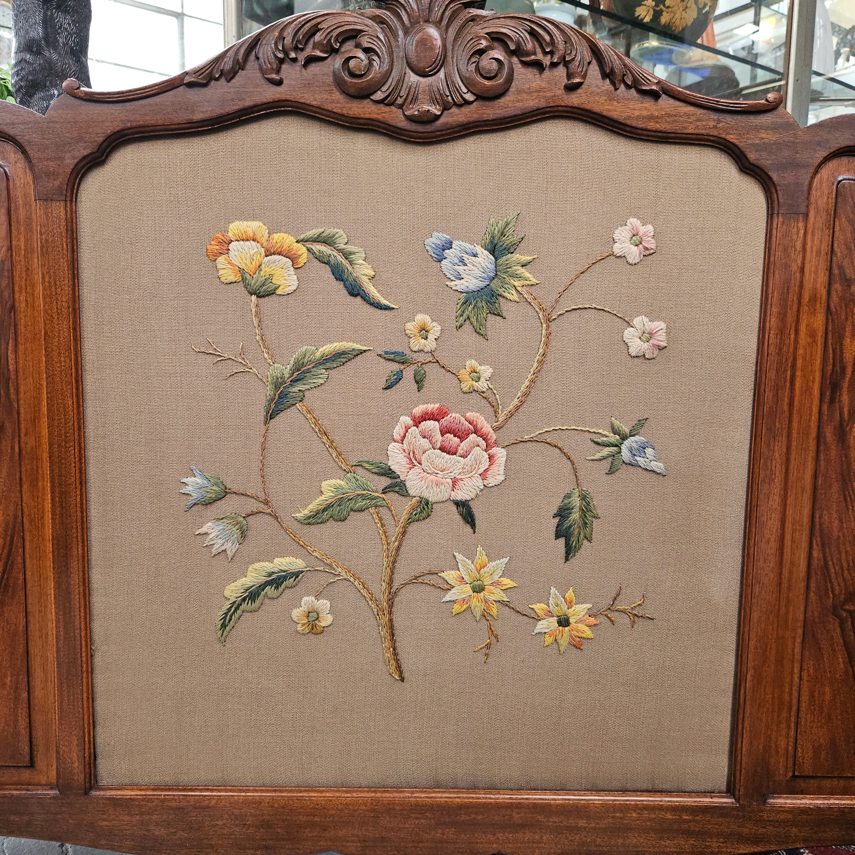Tapestry & Timber Fire Screen | Antique & Vintage | Moonee Ponds Antiques | Australia Wide Delivery