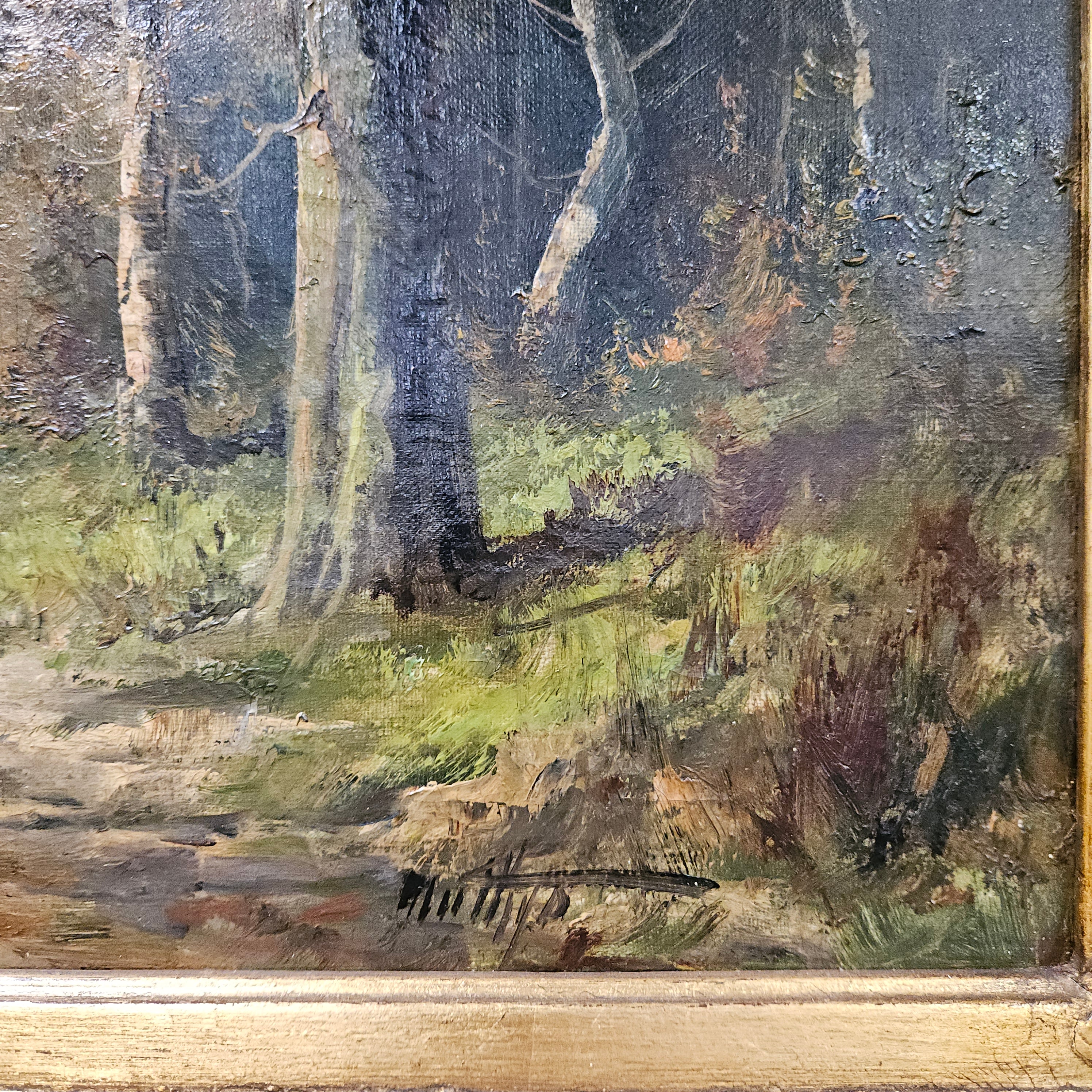Oil on Canvas Forest Landscape in Ornate Gilt Frame | Antique & Vintage | Moonee Ponds Antiques | Australia Wide Delivery