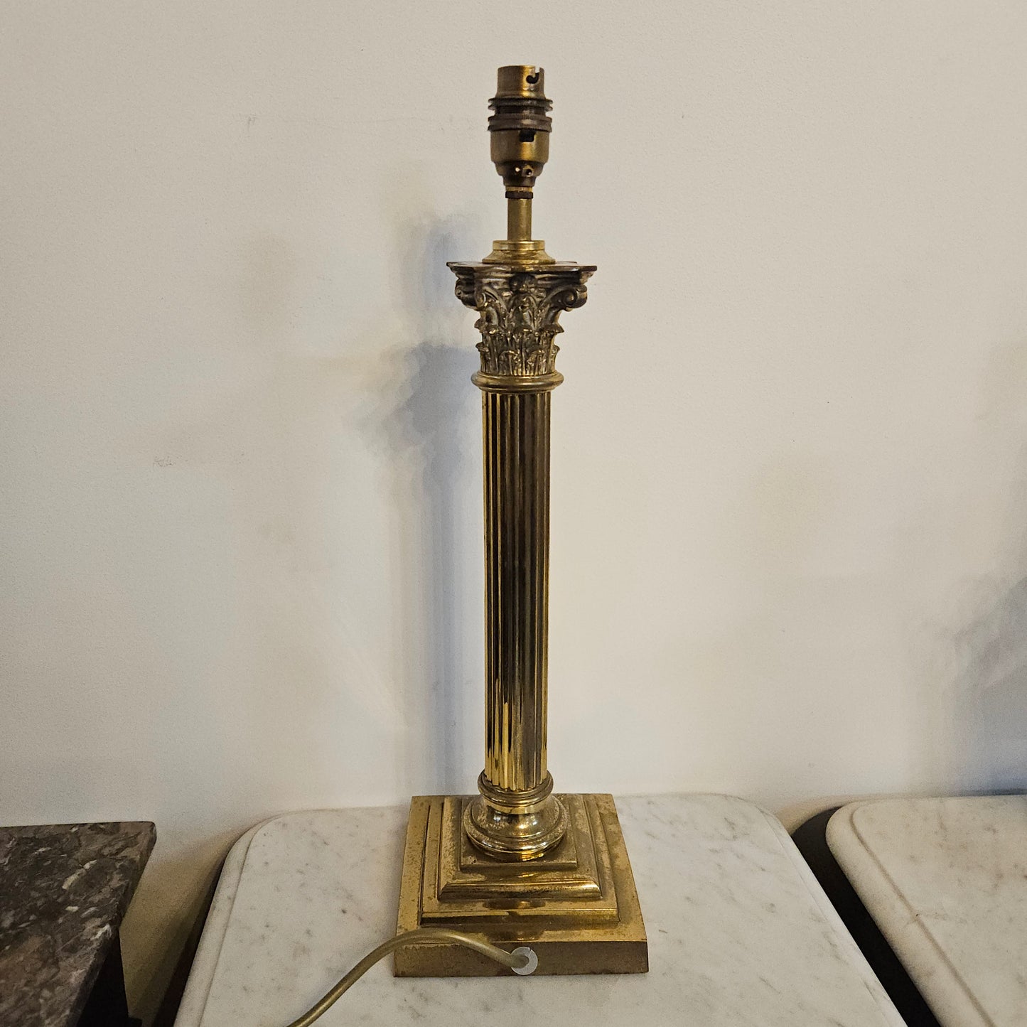 Antique Corinthian Coulmn Brass Electrified Table Lamp