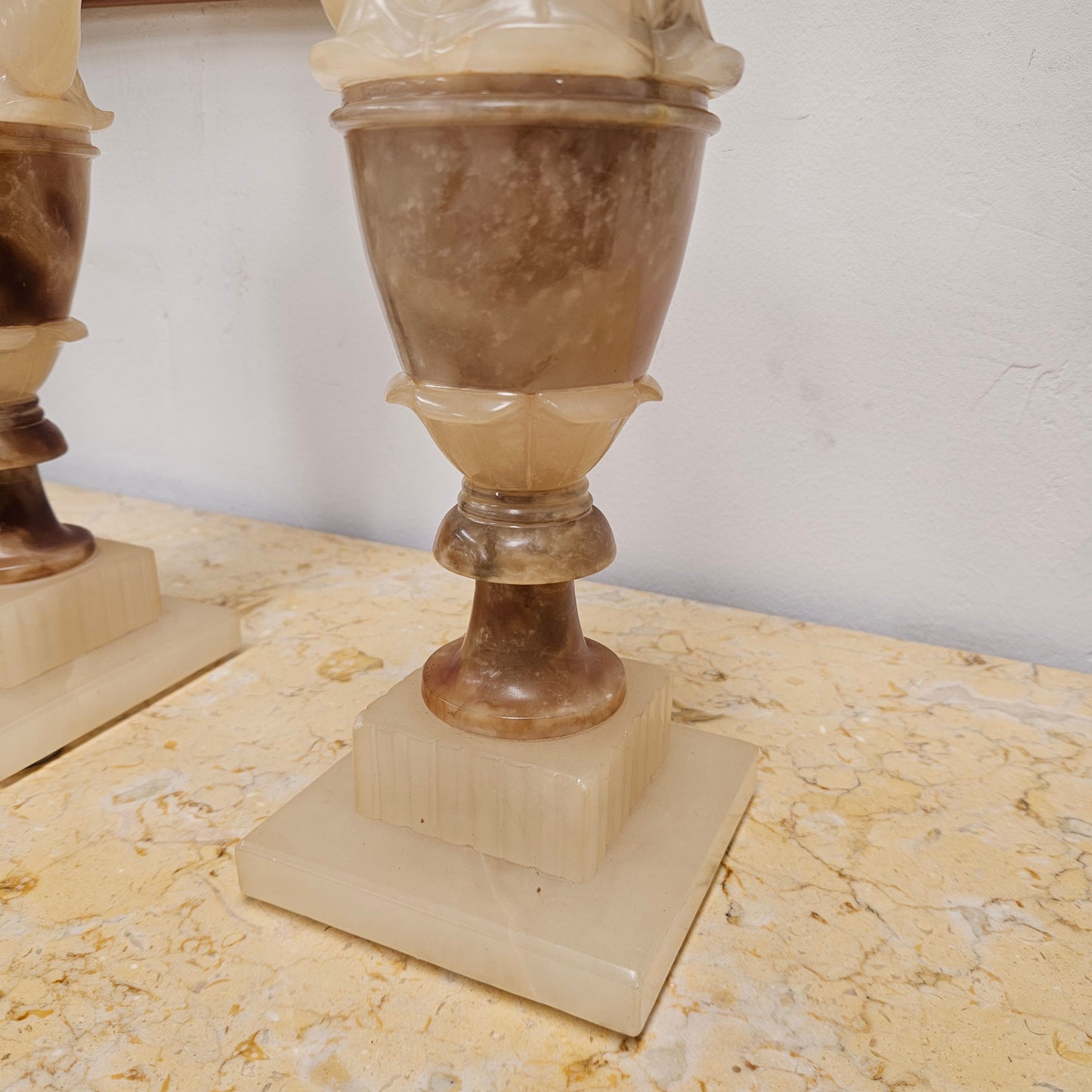 Antique Pair of Alabaster Urns