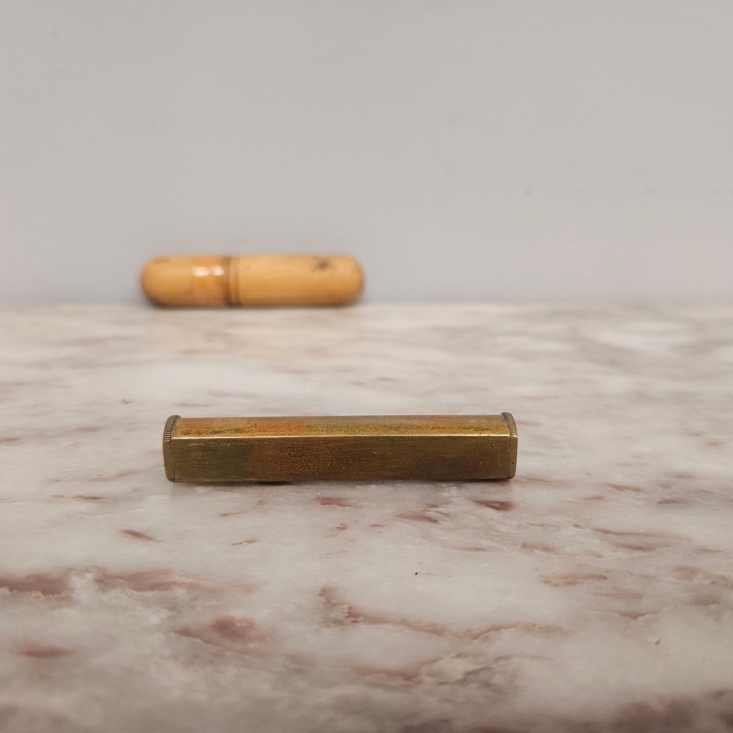 Vintage Brass Level In Treen Cover