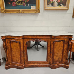 Elegant Figured Walnut Crendza With Marble Top