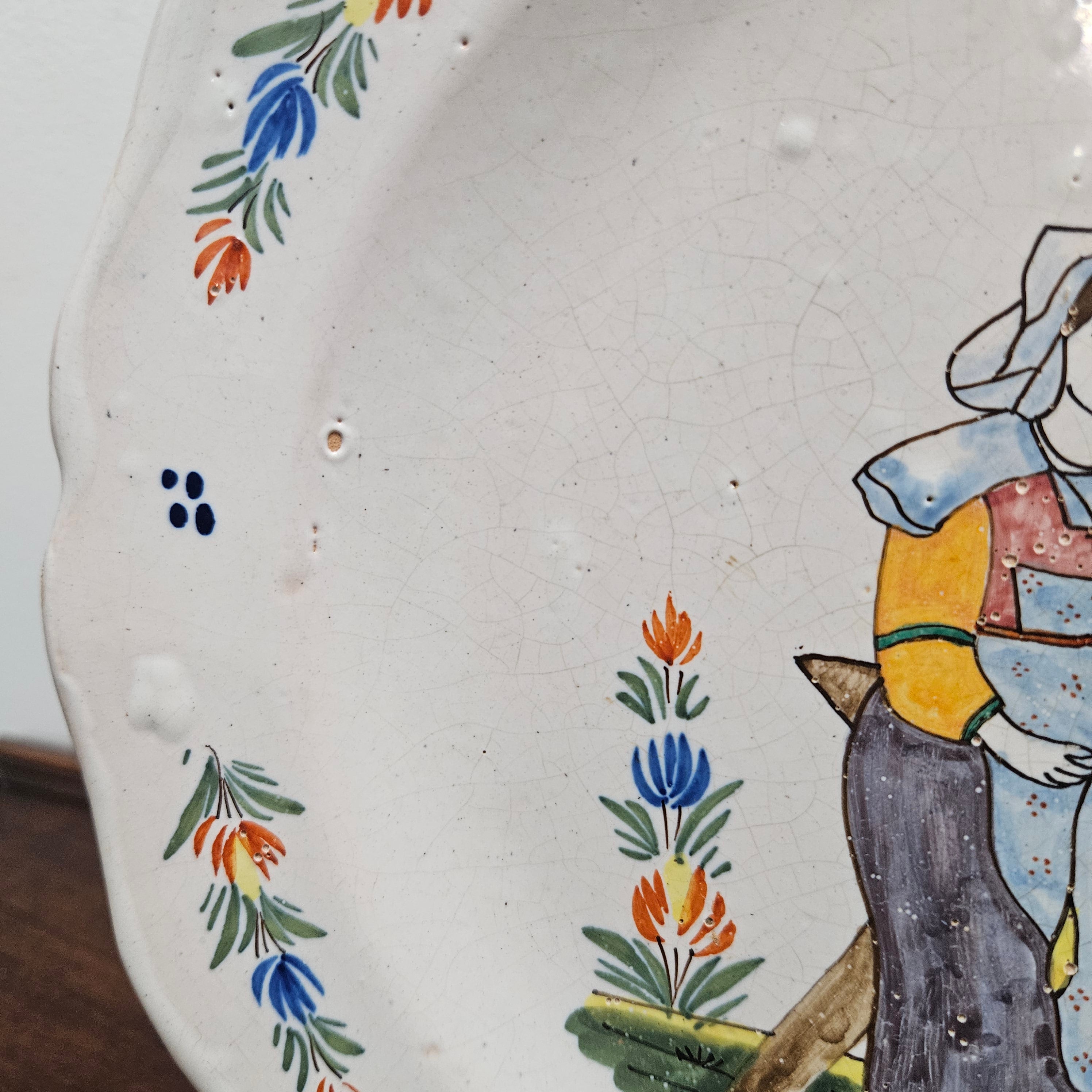 Rustic Hand Painted 19th Century Quimper Majolica Plate | Antique & Vintage | Moonee Ponds Antiques | Australia Wide Delivery