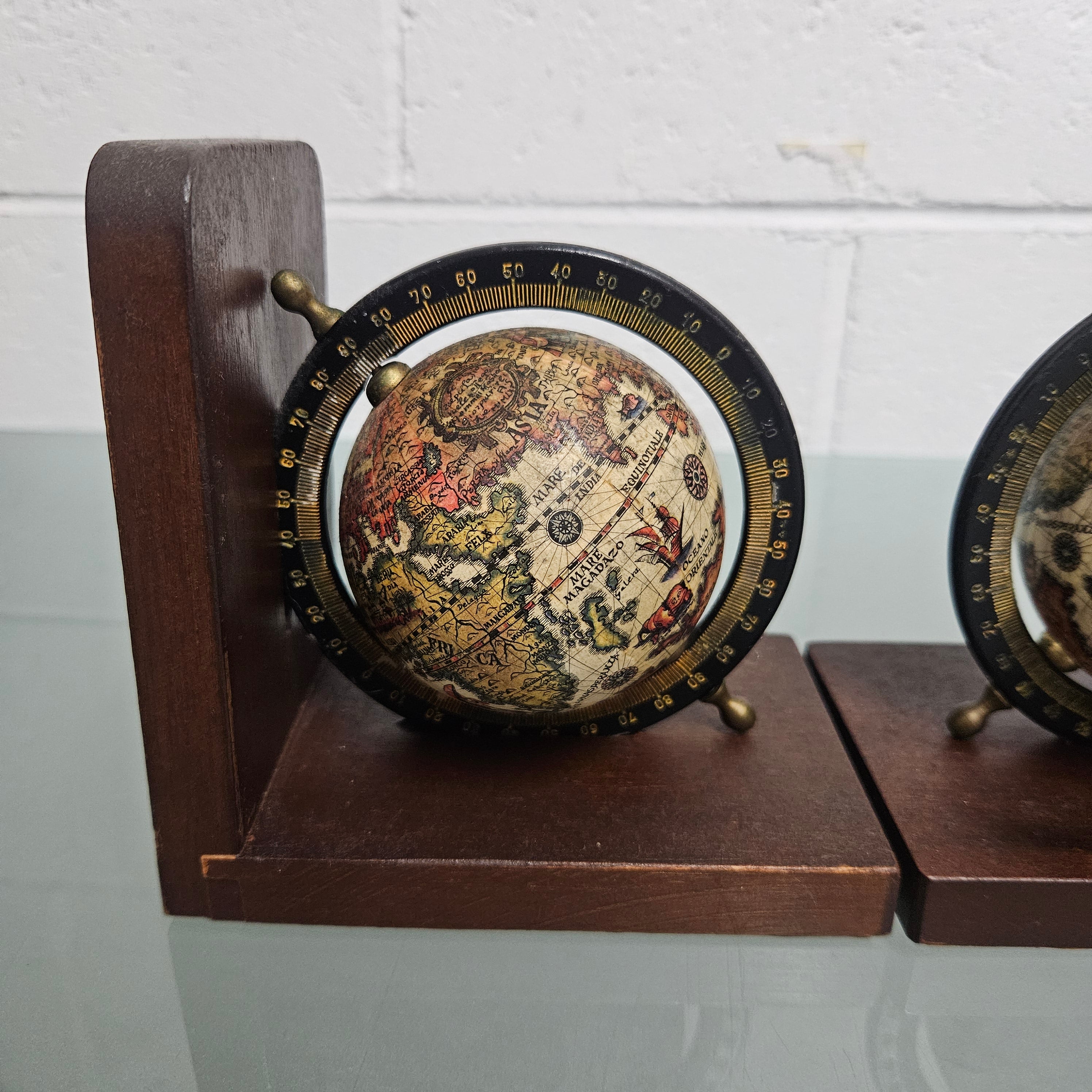 Pair of Vintage World Globe Bookends | Antique & Vintage | Moonee Ponds Antiques | Australia Wide Delivery