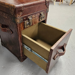 Portable Leather Filing Cabinet / Side Table | Antique & Vintage | Moonee Ponds Antiques | Australia Wide Delivery
