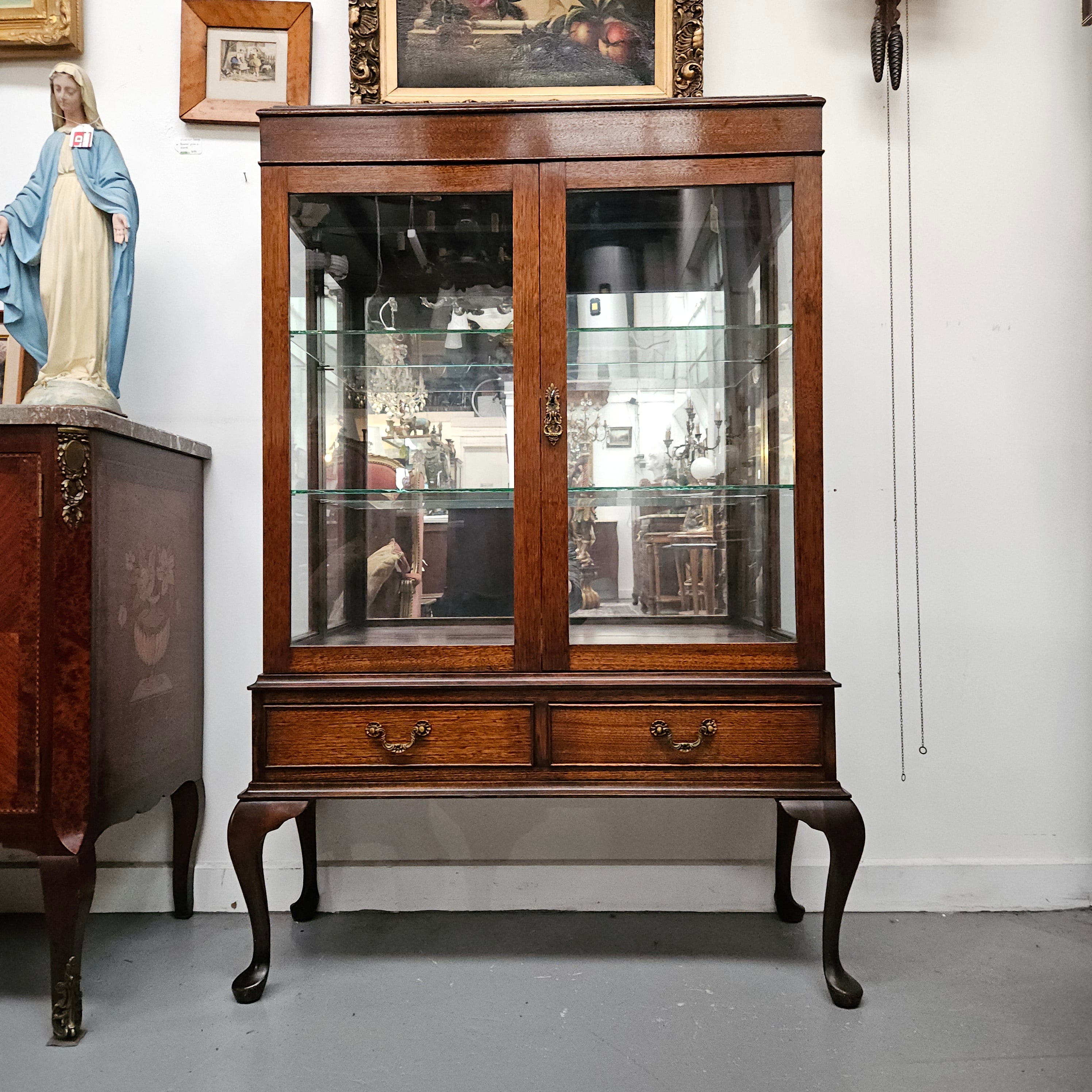 Two Door Display Cabinet With Two Drawers | Antique & Vintage | Moonee Ponds Antiques | Australia Wide Delivery