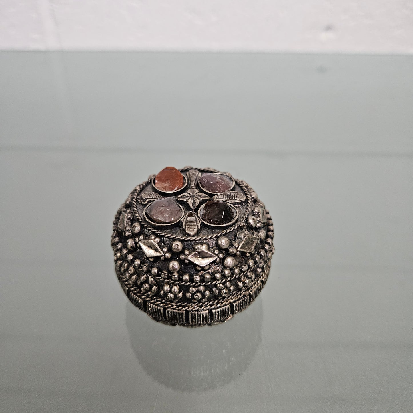 Vintage Tibetan Silver Trinket Box