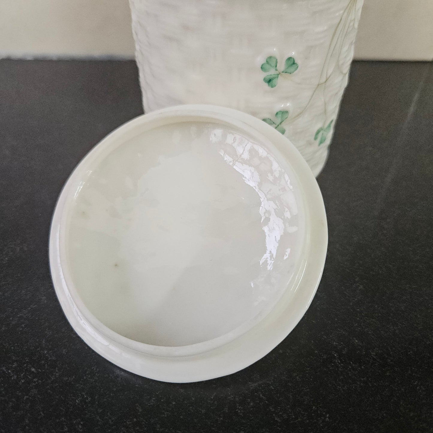 Belleek Shamrock Pattern Small Canister