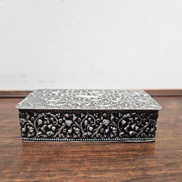 Victorian Silver Plated Filigree Decorated Trinket Box