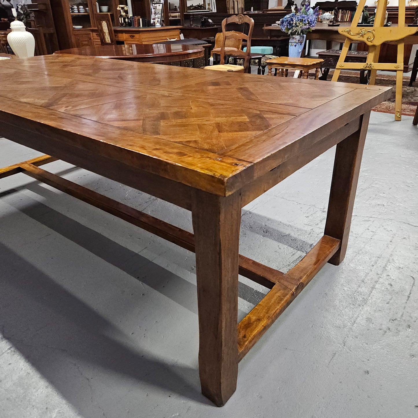 French Style Parquetry Top Fruit wood Farmhouse Extension Table