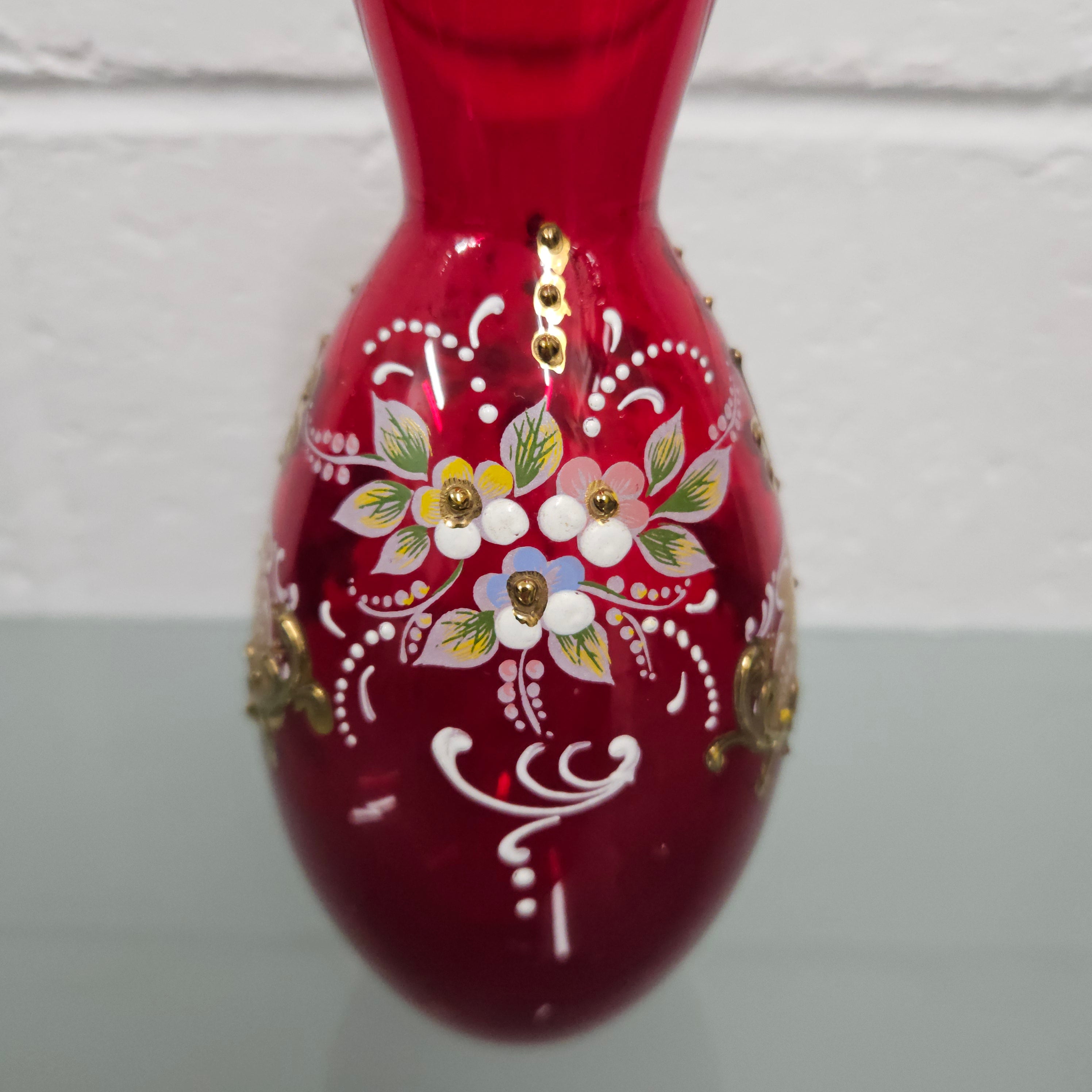 Ruby and Enamel Glass Vase | Antique & Vintage | Moonee Ponds Antiques | Australia Wide Delivery