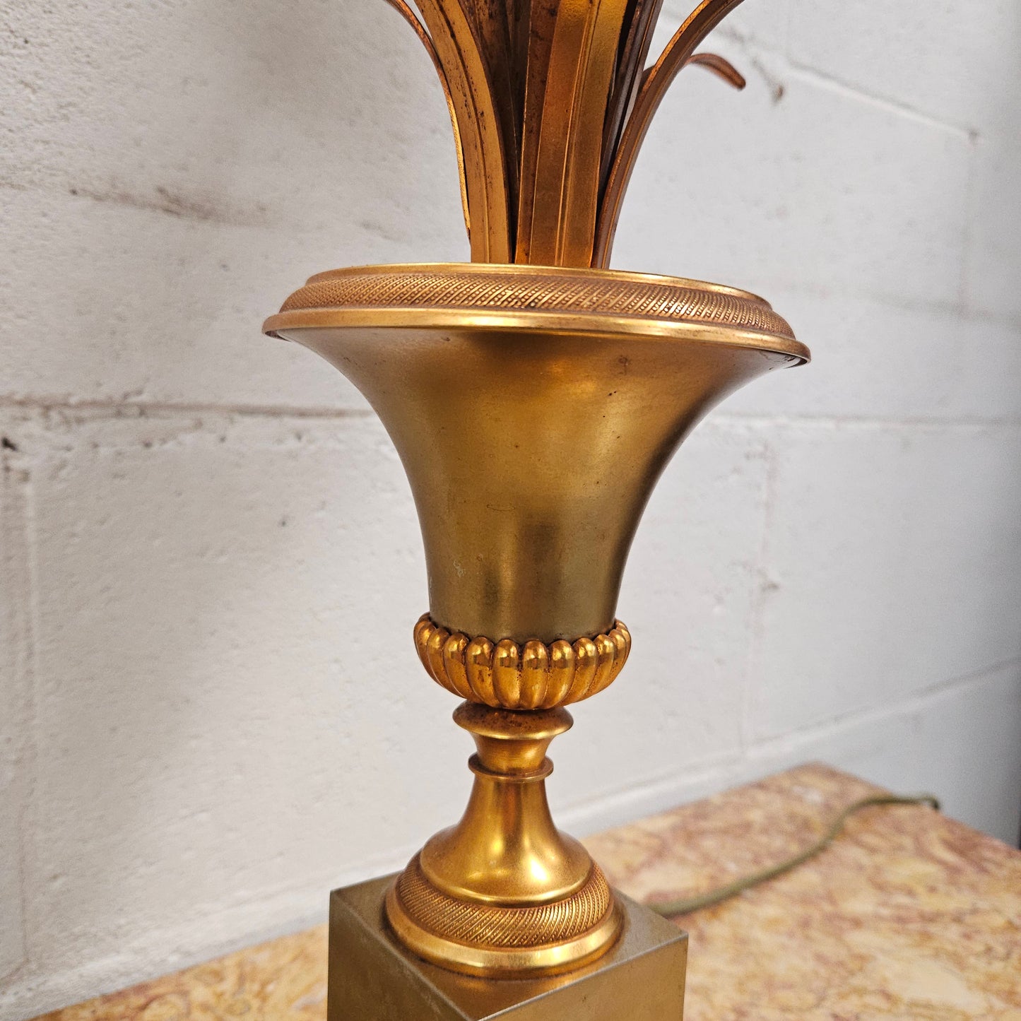 Vintage Designer Gilt Brass Table Lamp By Maison Charles for Boulanger