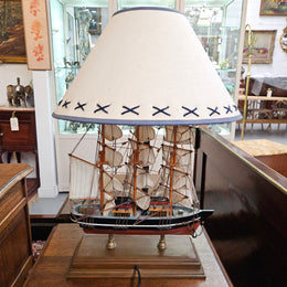 Nautical Sail Ship Table Lamp on Wooden Base