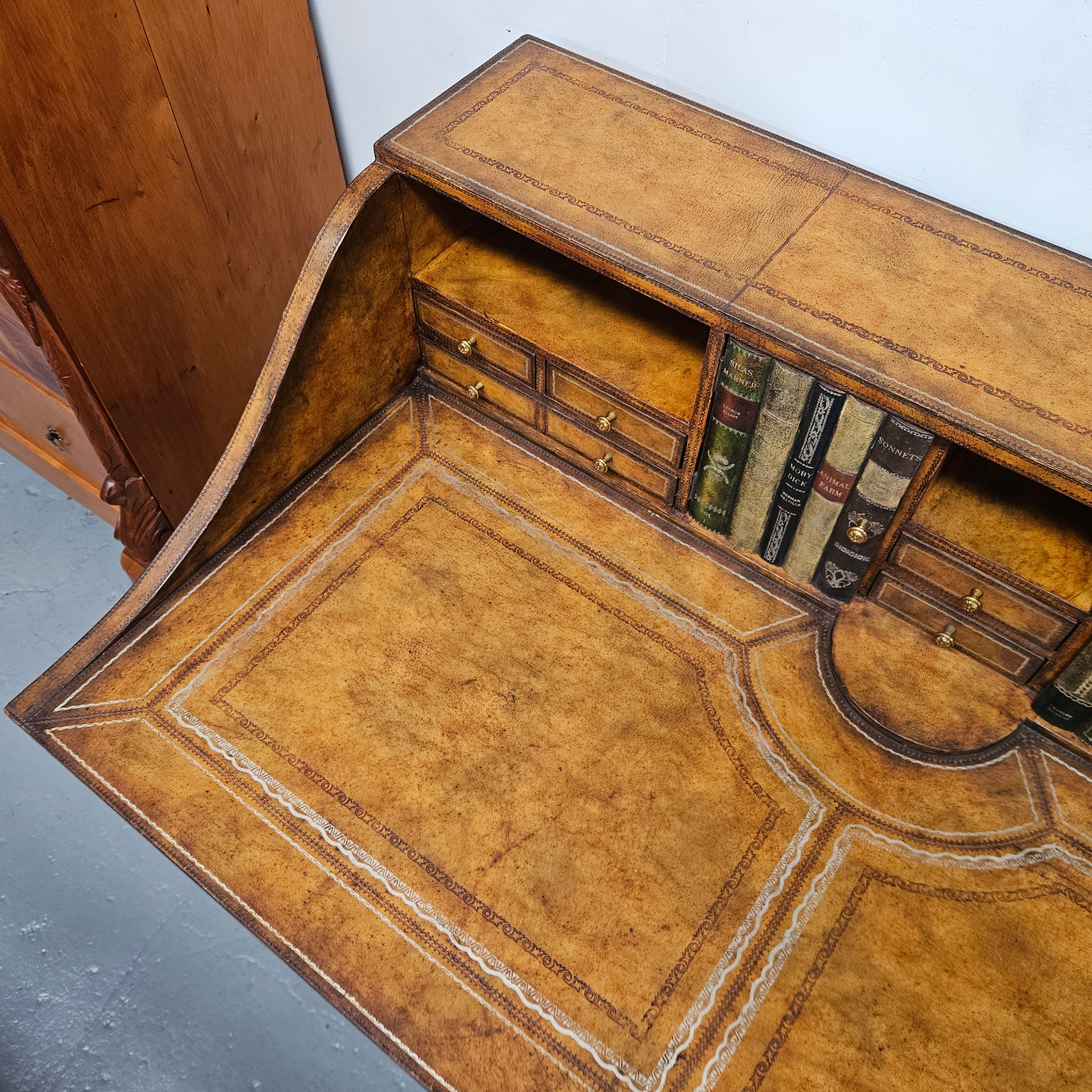 Spanish Empire Style Leather, Iron & Brass Desk | Antique & Vintage | Moonee Ponds Antiques | Australia Wide Delivery
