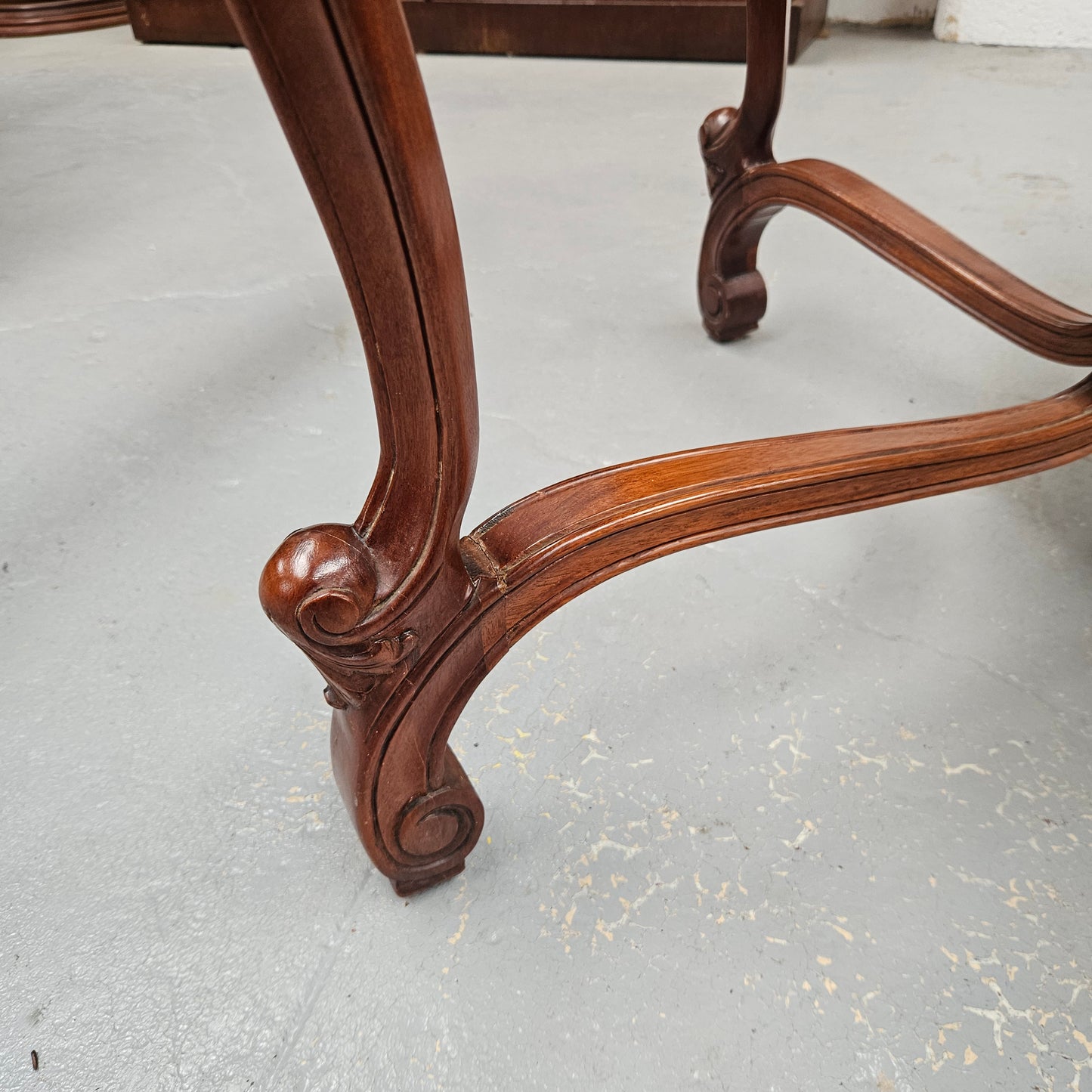 Vintage Mahogany Glass Top Coffee / Side Table Rococo Style