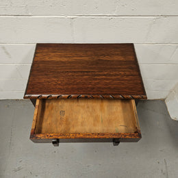 Period Oak Side Table With Drawer