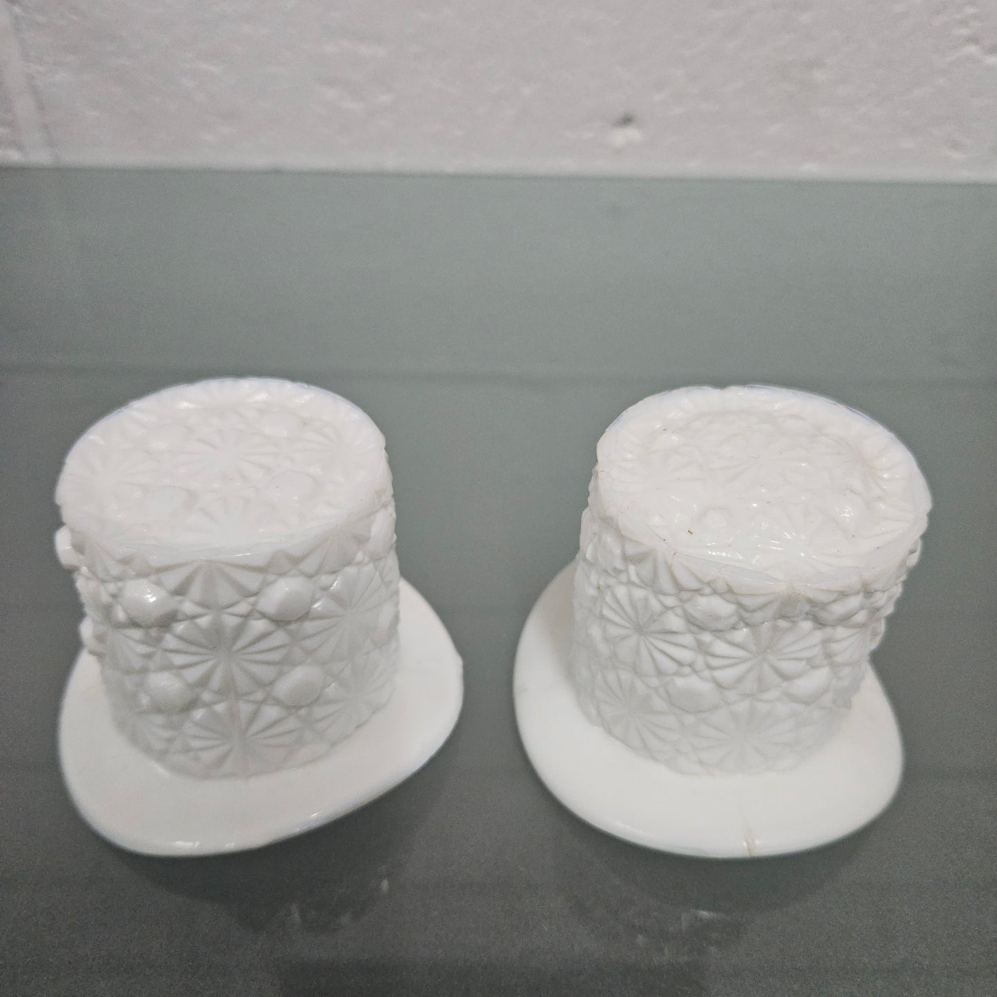 Pair of Fenton Milk Glass Top Hats