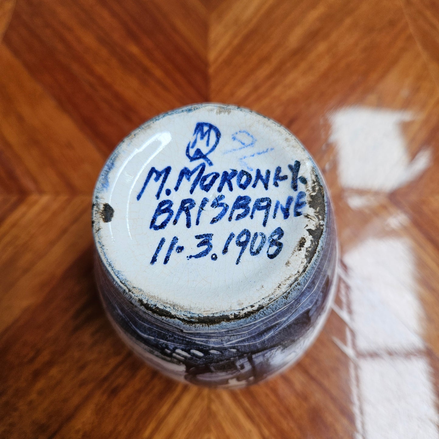 Rare Australian Pottery "Martin Moroney Brisbane" Hand Painted Vase