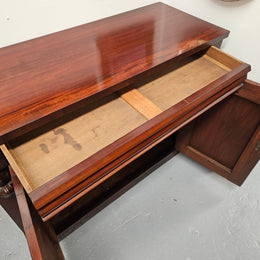 Solid Mahogany Two Door Cabinet With Drawer