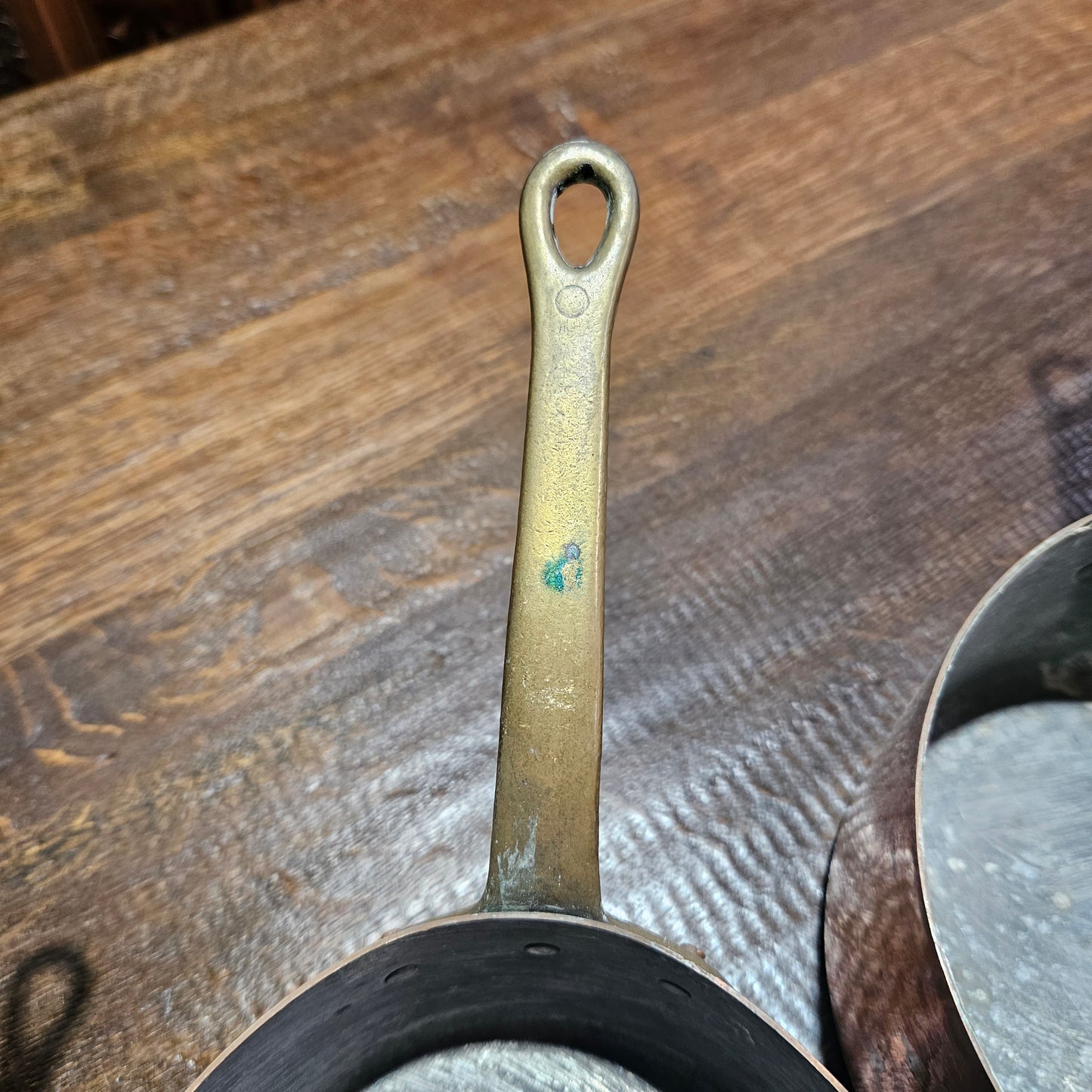 Lovely set of five copper sauce pots, they are all in good original condition for the age. Sourced from France. 