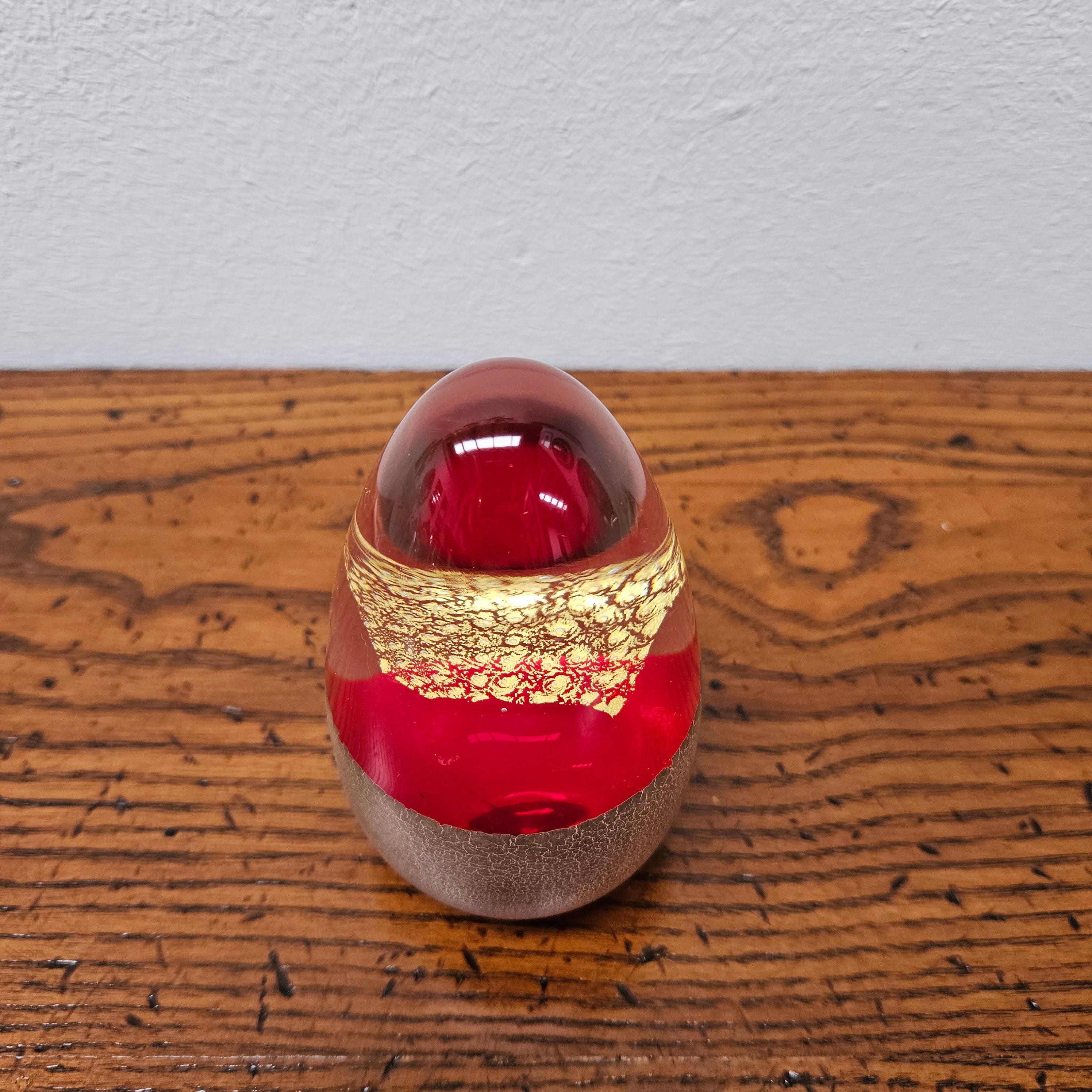 Art Glass Red & Gold Paperweight | Antique & Vintage | Moonee Ponds Antiques | Australia Wide Delivery