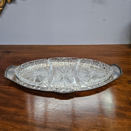 Hardy Brothers EPNS Silver Tray & Cut Crystal Dividers