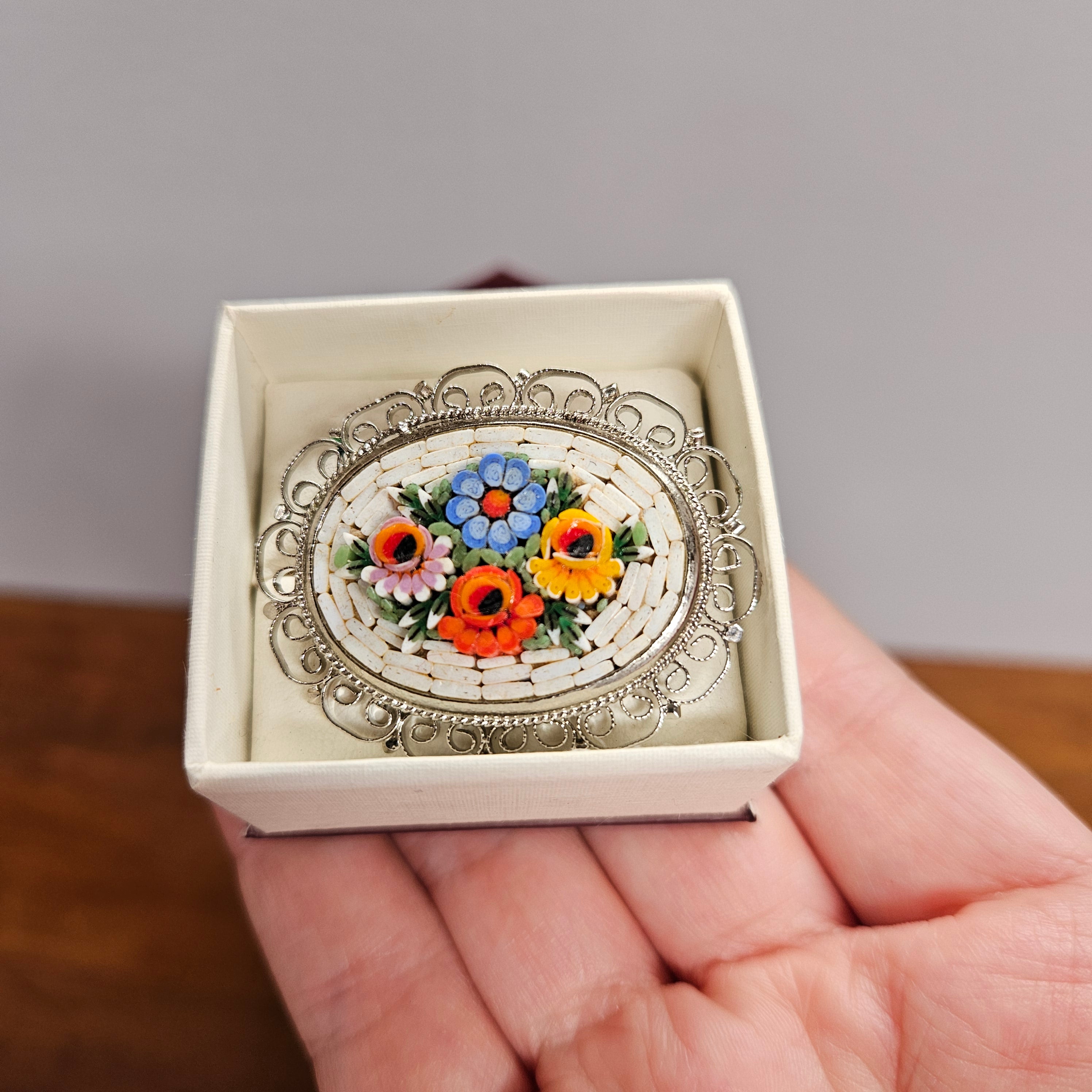 Vintage Floral Micro Mosaic Brooch | Antique & Vintage | Moonee Ponds Antiques | Australia Wide