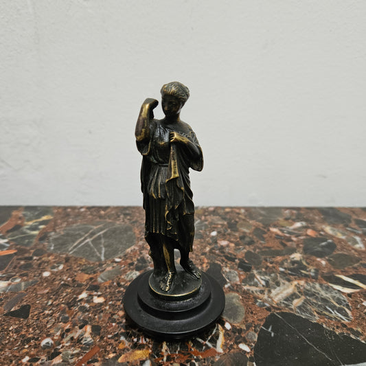 Victorian Miniature Cast Bronze Diana Of Gabii Sculpture