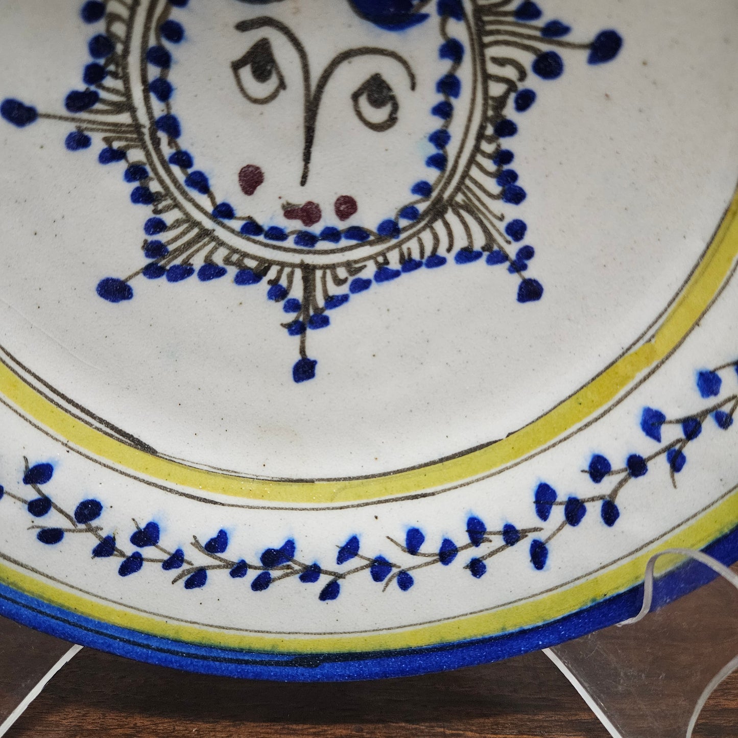 Stunning 19th Century Majolica Hand Painted Place "Sun Motif"