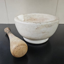 Antique Sheoak/Ceramic Apothecary Mortar and Pestle | Antique & Vintage | Moonee Ponds Antiques | Australia Wide Delivery