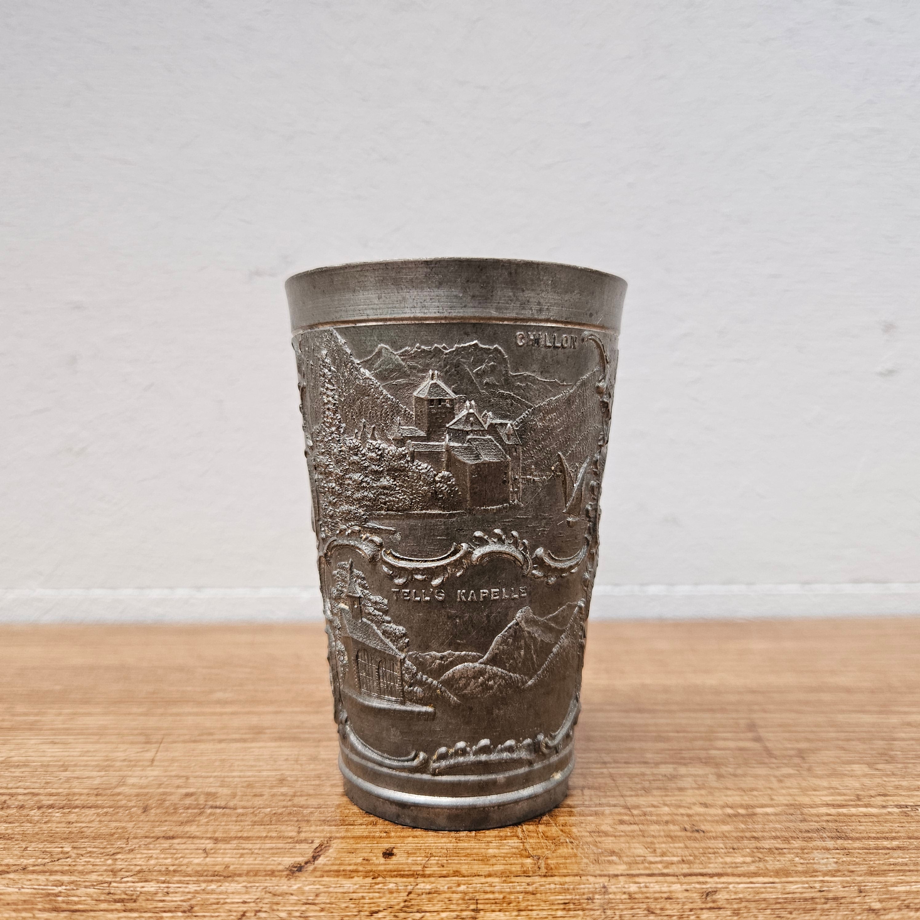 Antique Swiss Pewter Decorated Wine Cup | Antique & Vintage | Moonee Ponds Antiques | Australia Wide Delivery